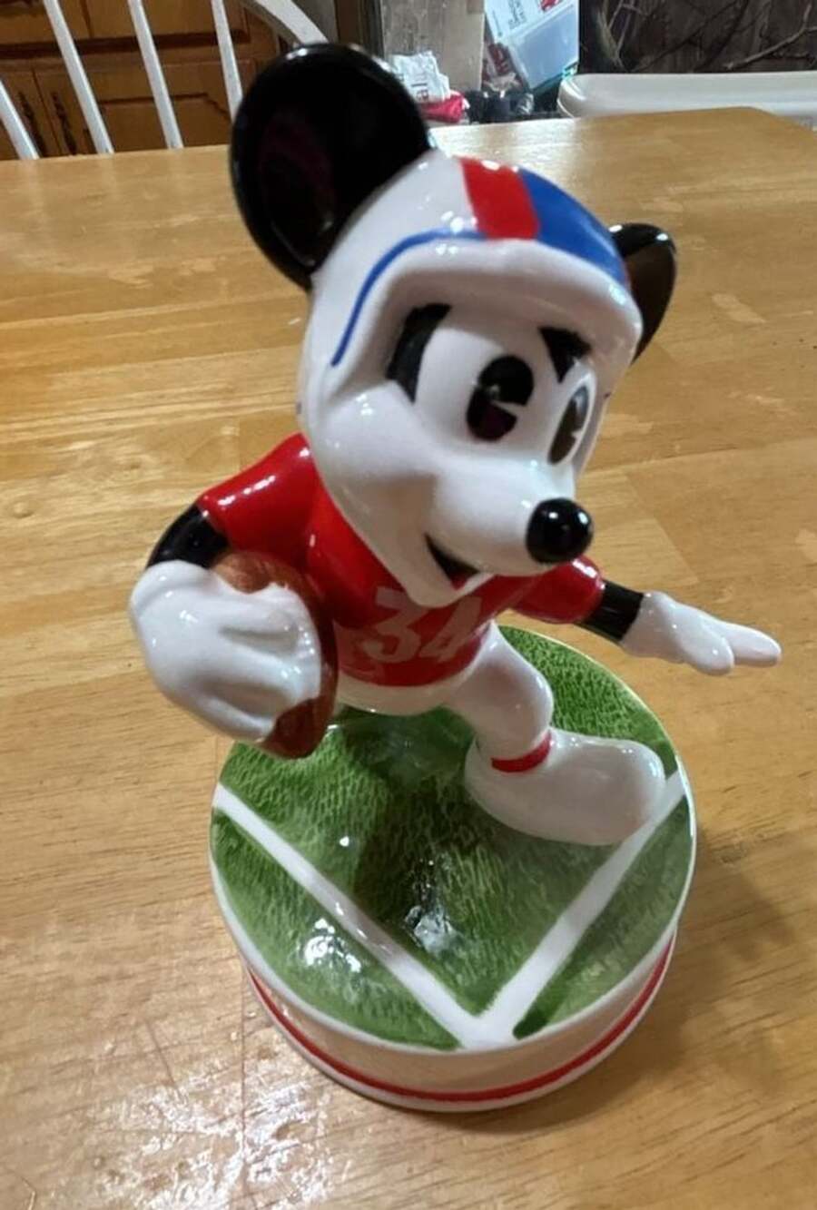 Disney Mickey Mouse Football Hand Painted figurine, NO music box attachment.